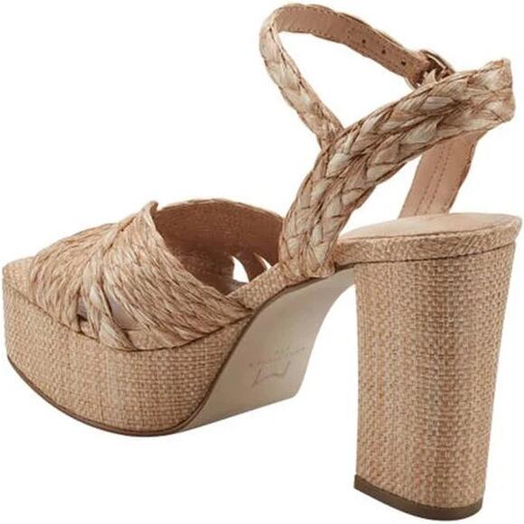 Marc Fisher LTD Michela Braided Raffia Platform Sandals In Natural 101 sz 10 - Picture 2 of 8